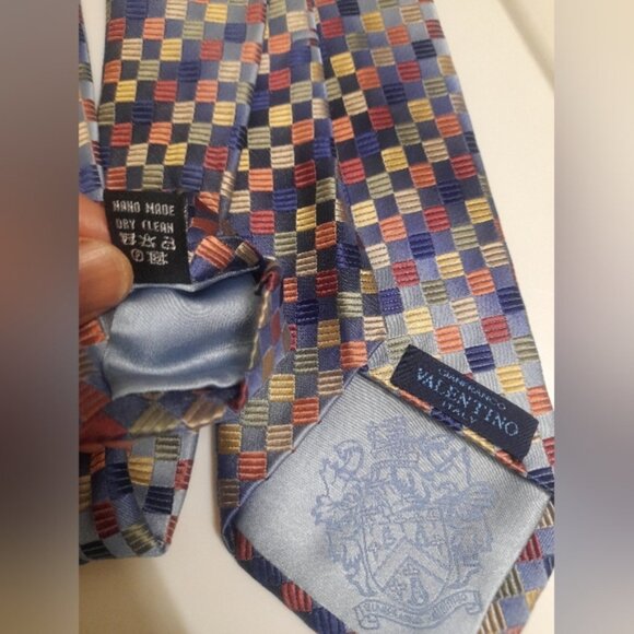 Gianfranco Valentino Italy - Mens Silk Tie - Blue Multi - Picture 6 of 8